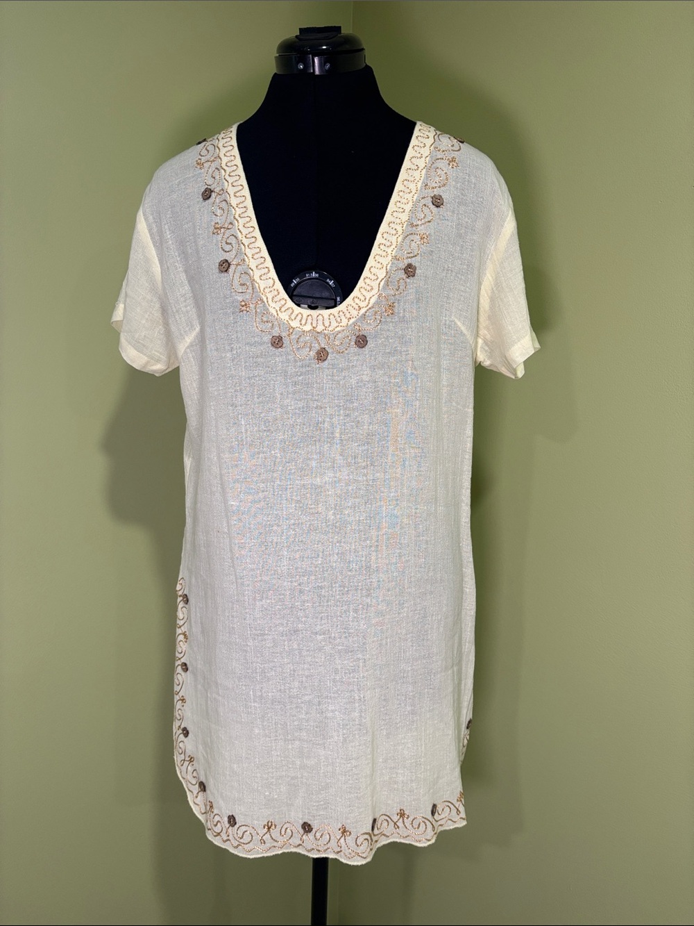 Gabrielle 100% Cotton Butter Yellow Embroidered Tunic